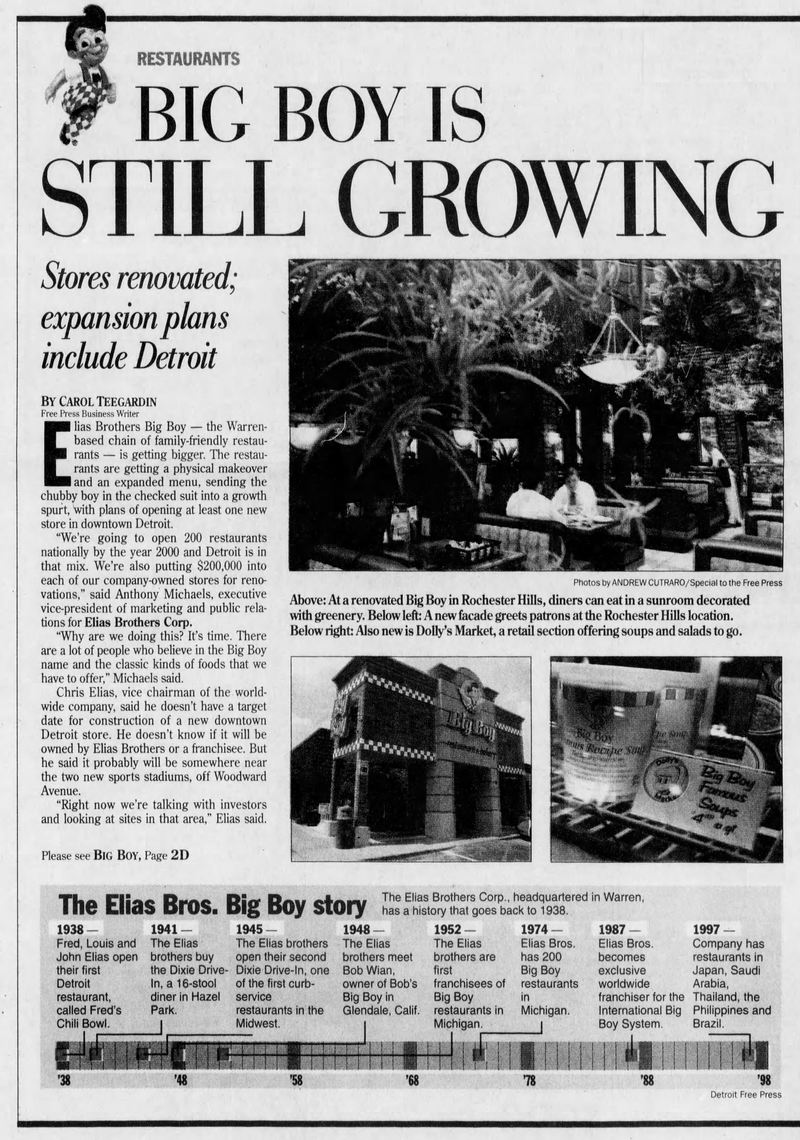 Big Boy Restaurants (Elias Brothers, Elias Bros) - July 1998 Article (newer photo)